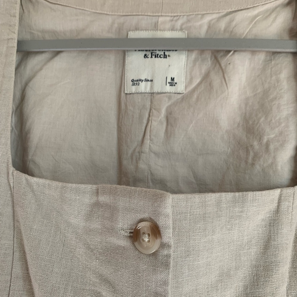NWOT Abercrombie & Fitch Linen Cotton Dress Casual Cream Beige Women Size M - Picture 3 of 5